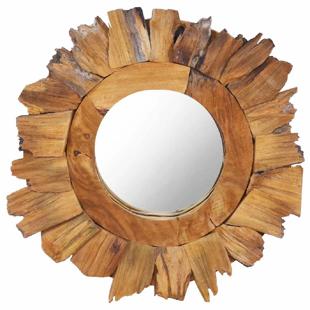 Non Communiqué Marron Vidaxl Miroir Mural 40 Cm Teck Rond - Image 2