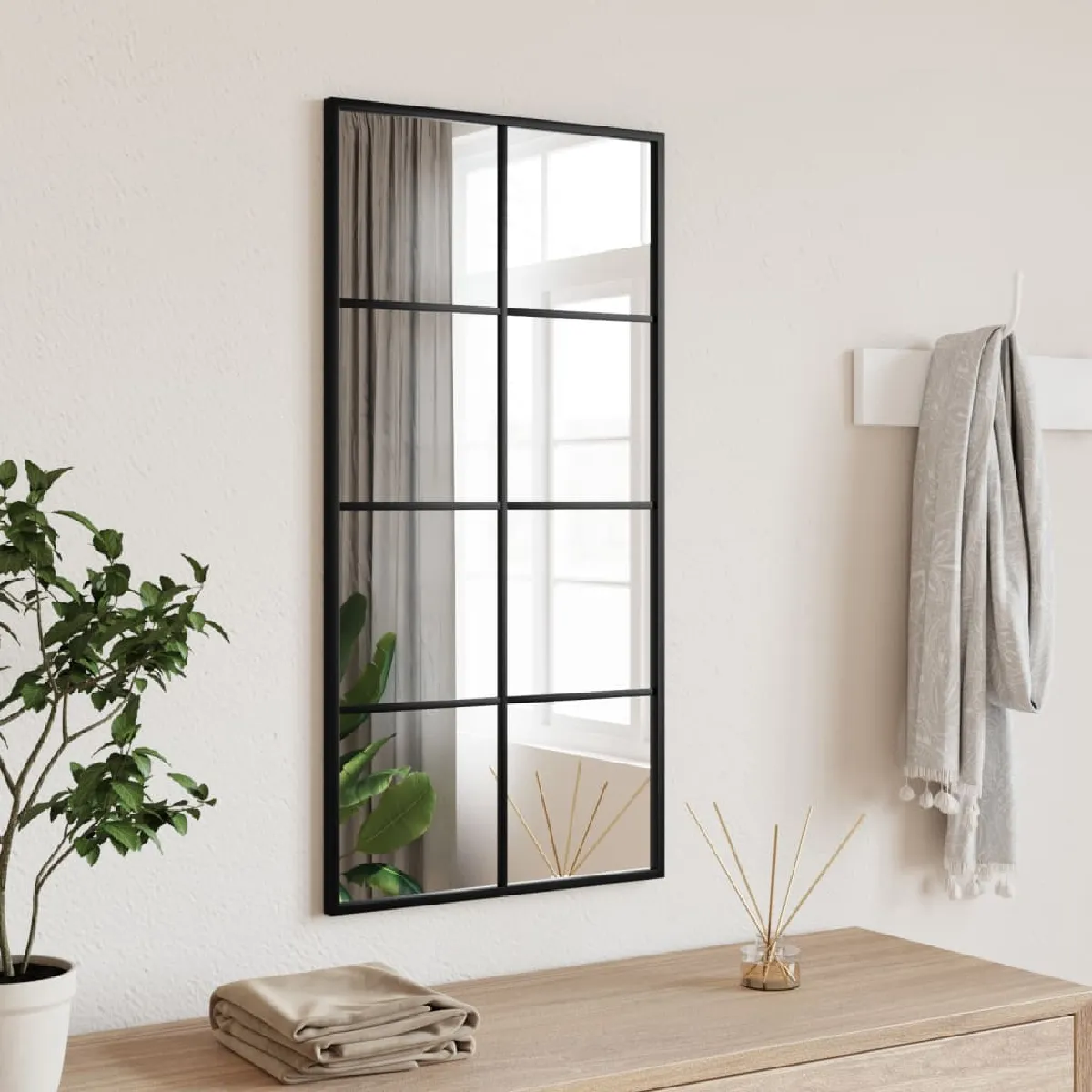 Non Communiqué Noir Vidaxl Miroir Mural 40X80 Cm Rectangulaire Fer 358644 - Image 3