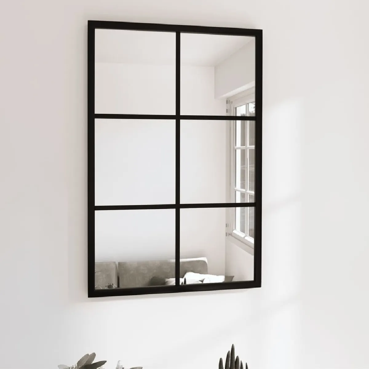 Vidaxl Noir Miroir Mural Métal