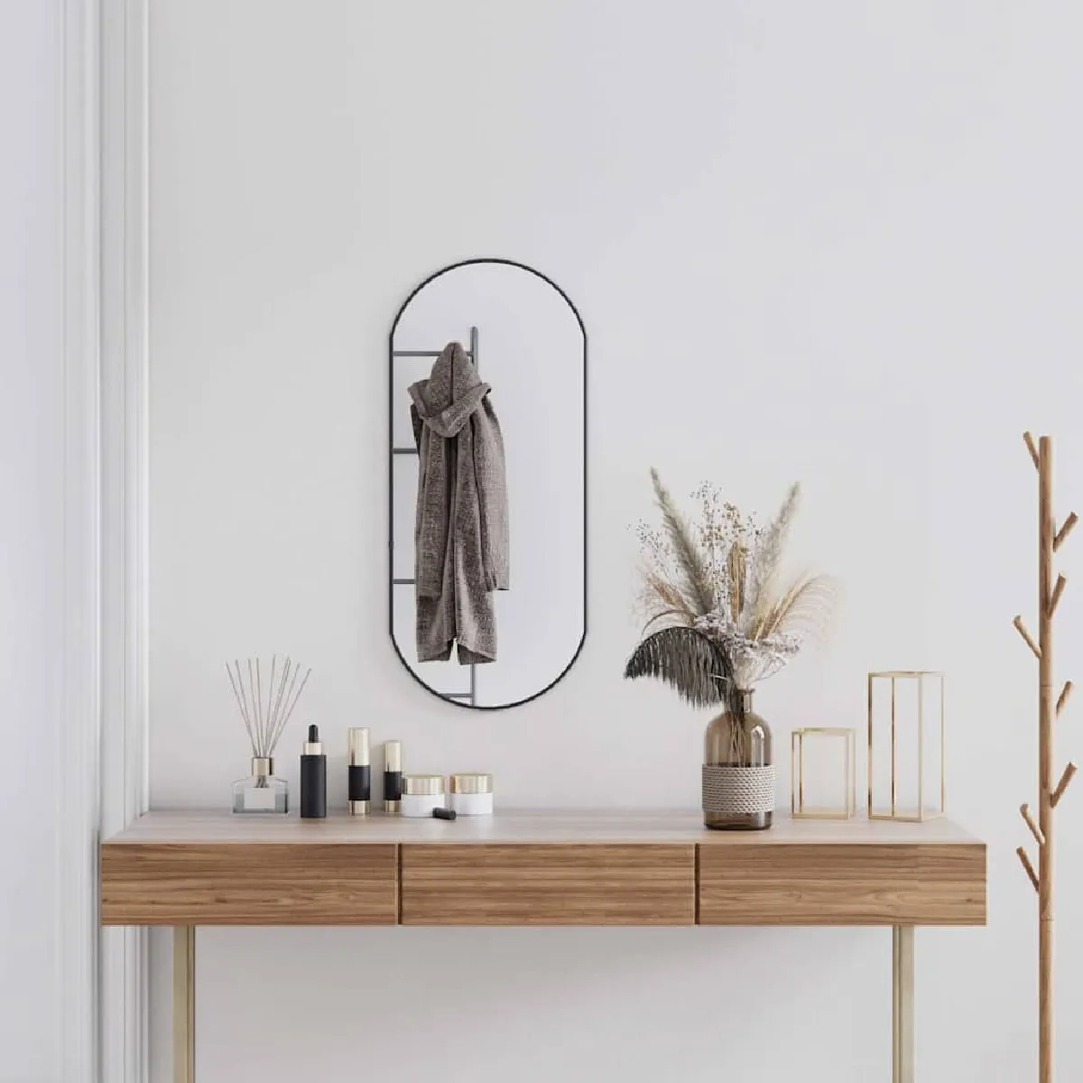 Non Communiqué Noir Vidaxl Miroir Mural Miroir De Maquillage Coiffeuse Cosmétique Décoration De Salle De Bain Toilette Salon Intérieur 348206 - Image 3