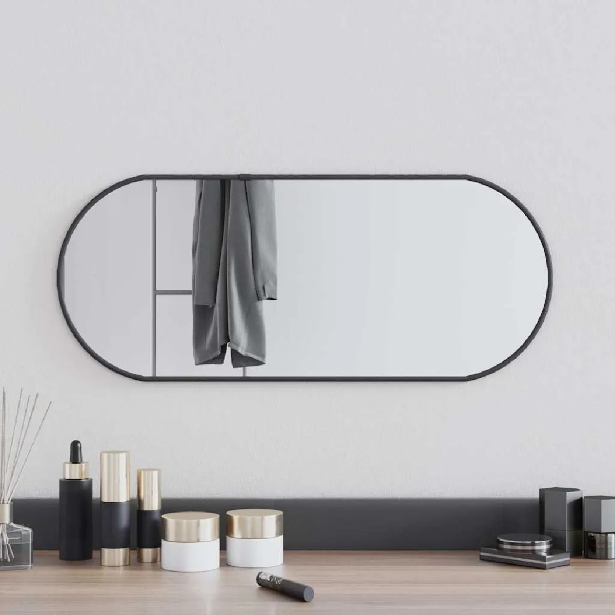Vidaxl Noir Miroir Mural Ovale - 60 X 25 Cm