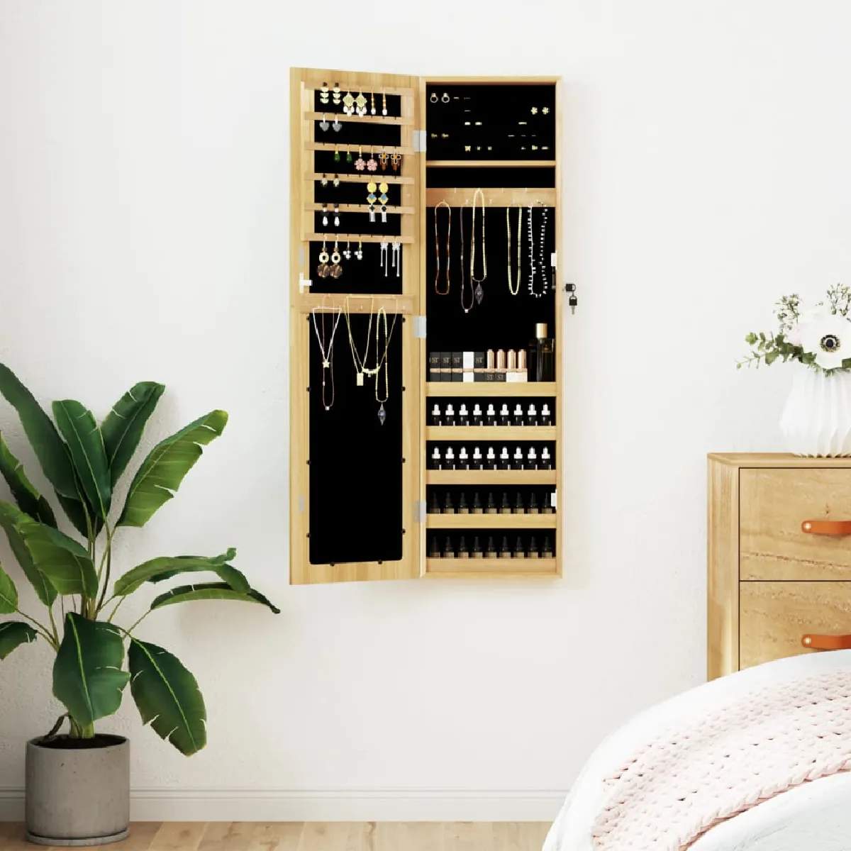 vidaXL - Armoire à bijoux avec miroir mural