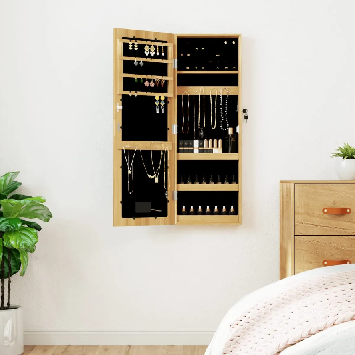 vidaXL Armoire à bijoux LED avec miroir