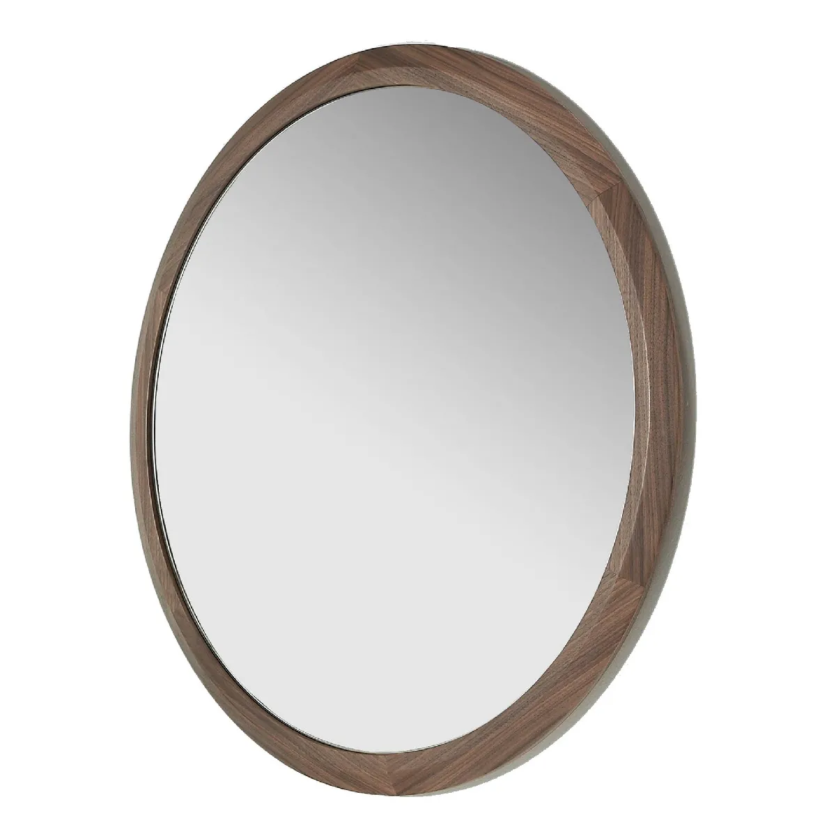 Miroir mural rond noyer