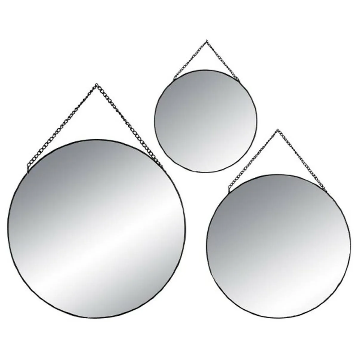 Générique Noir Lot De 3 Miroirs Muraux Ronds