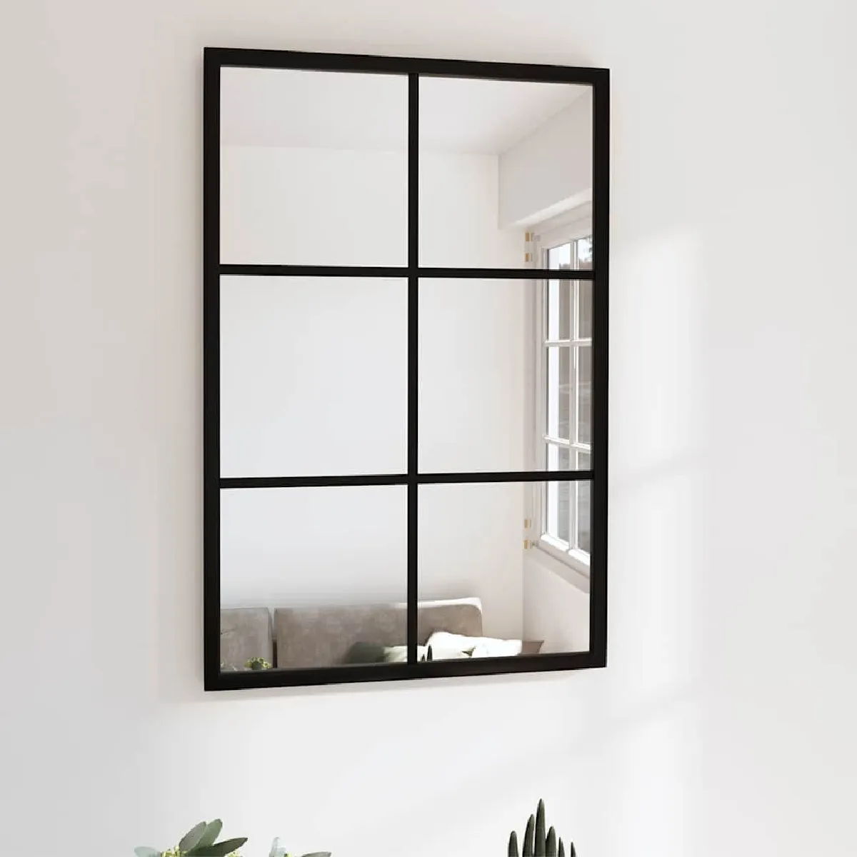 Vidaxl Noir Miroir Mural 60X40 Cm Métal - Image 2
