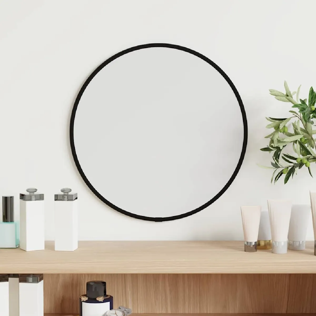 Non Communiqué Noir Vidaxl Mural Miroir De Maquillage Coiffeuse Cosmétique Décoration De Chambre À Coucher Salle De Bain Salon Intérieur Ø 348184 - Image 3