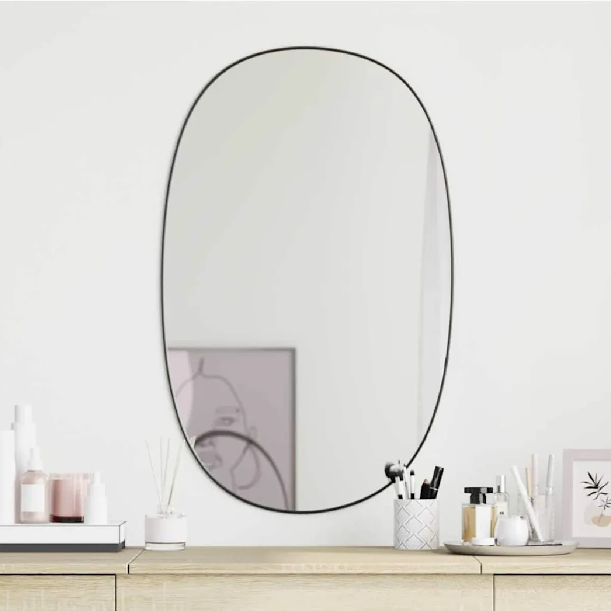 VIDAXL - Miroir Mural - Maquillage et Coiffeuse - 80 x 50 cm - Noir - Image 3