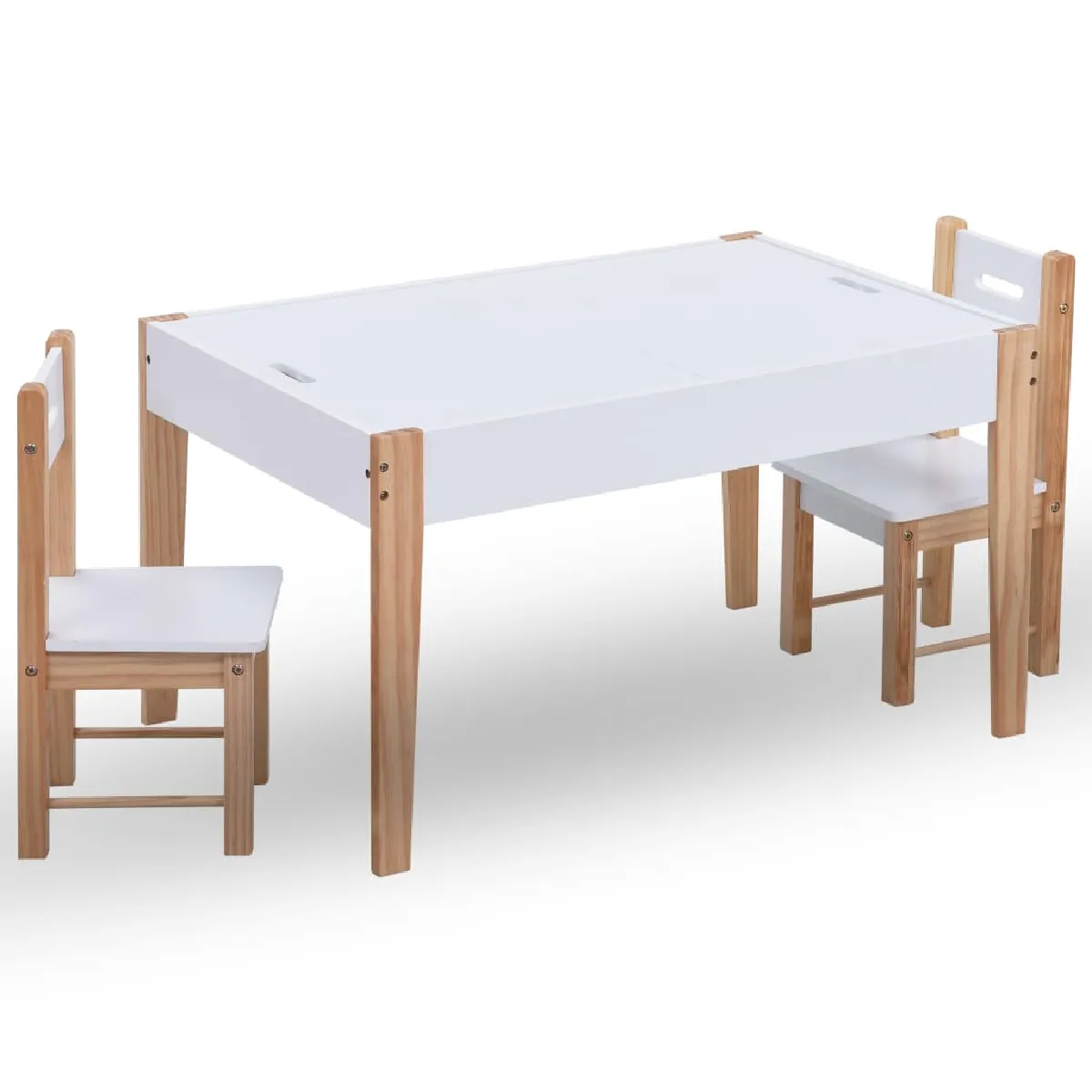 vidaXL Table et chaises enfant - Noir/Blanc