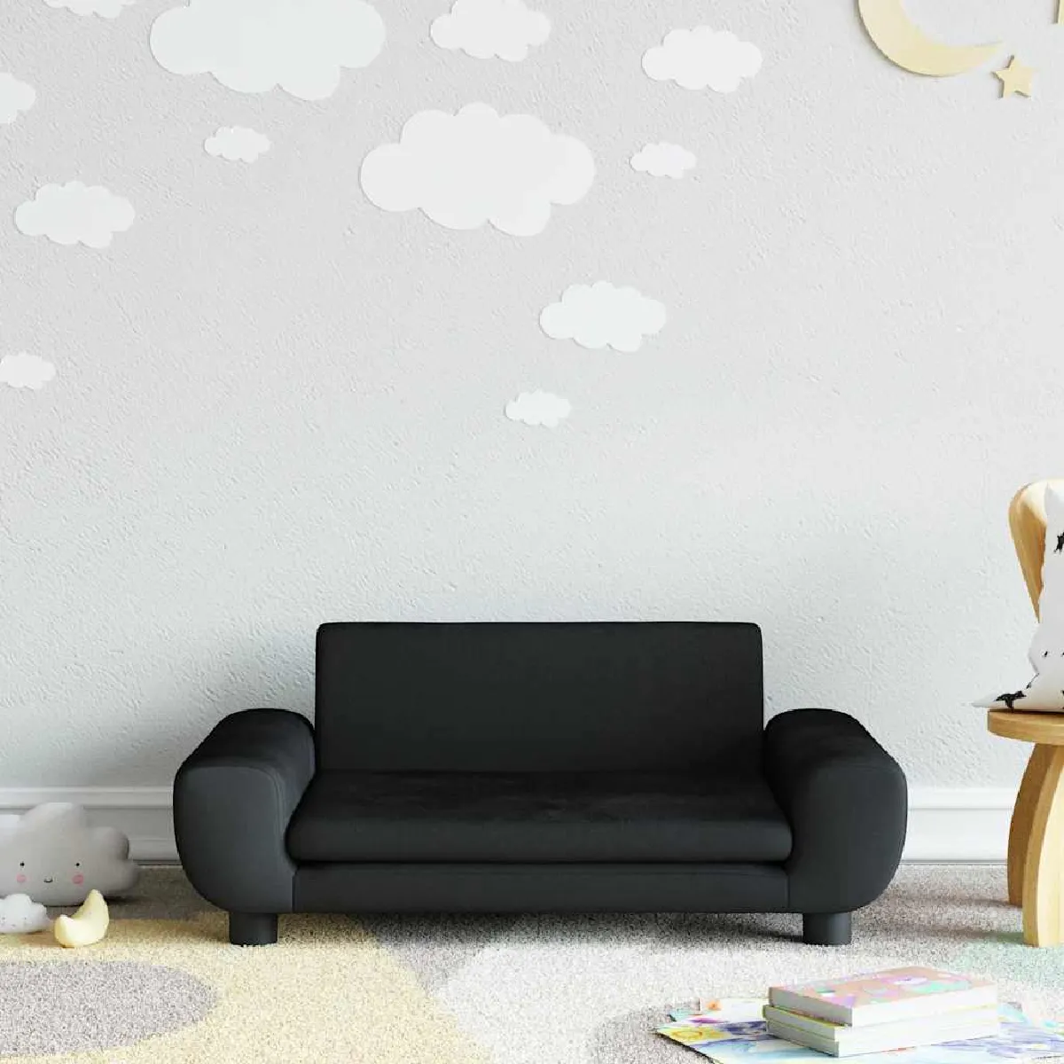 vidaXL Canapé enfant Noir 70x45x33 cm