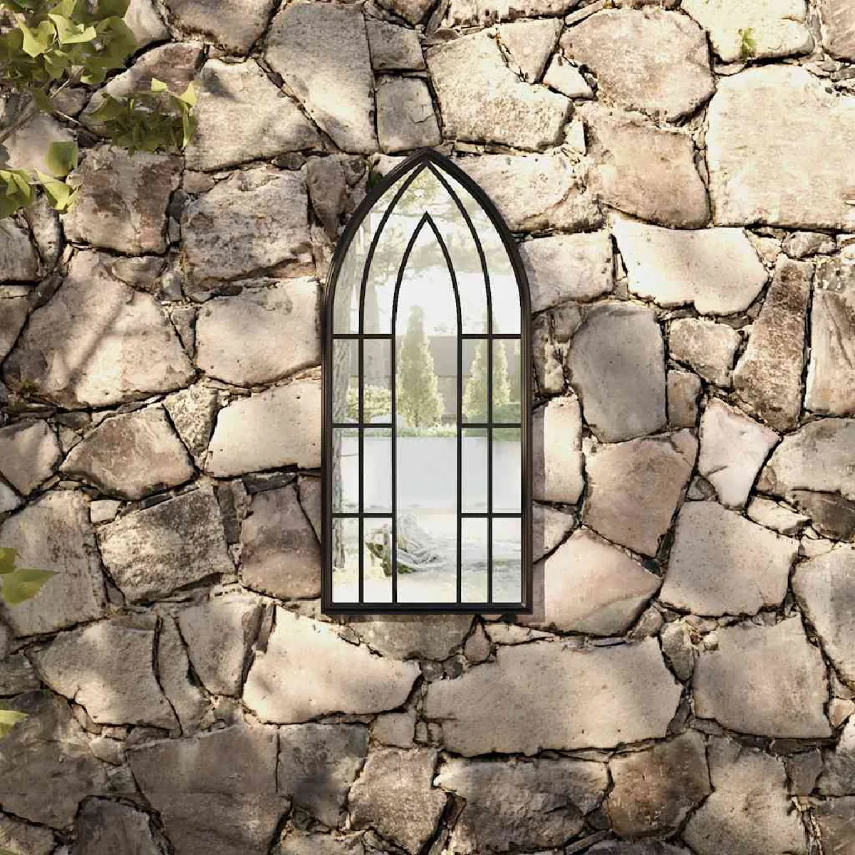 Non Communiqué Noir Vidaxl Miroir De Jardin, 70X30 Cm Fer Pour Utilisation Extérieure - Image 2