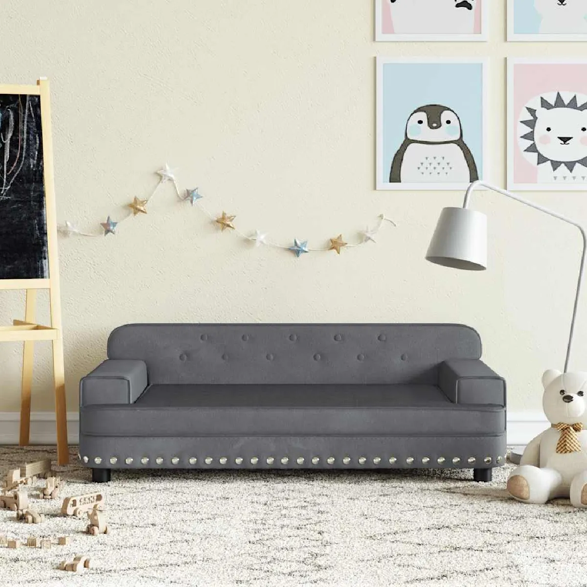 vidaXL Canapé enfants gris foncé 90x53x30 cm