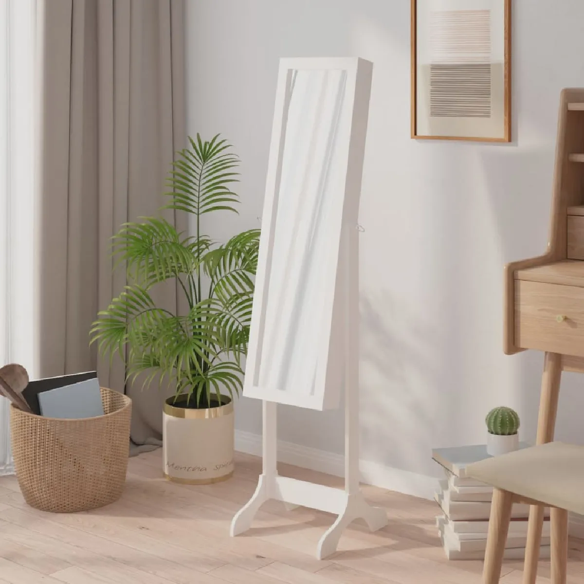 Vidaxl Blanc Miroir Sur Pied