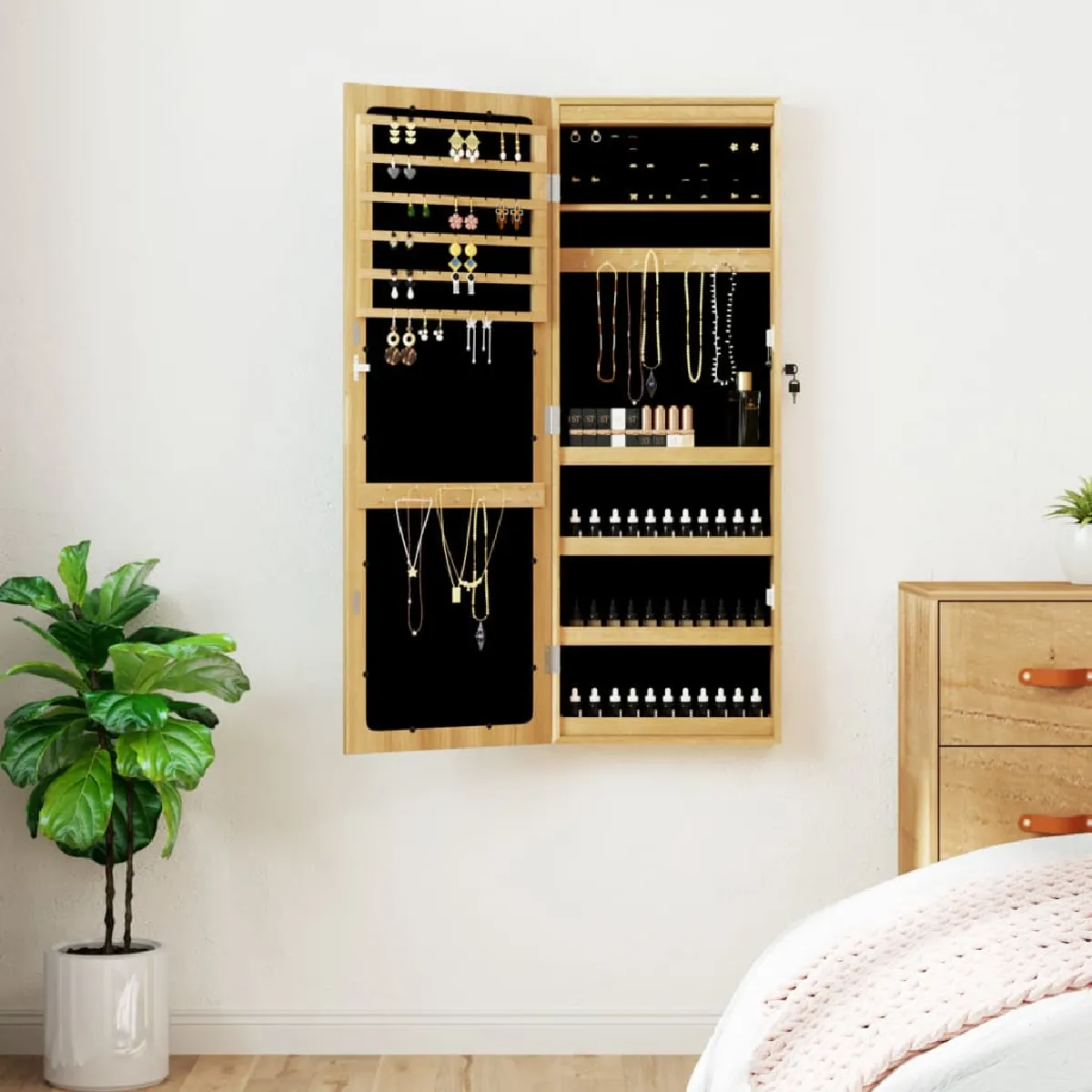 VIDAXL Armoire à bijoux - Miroir mural LED