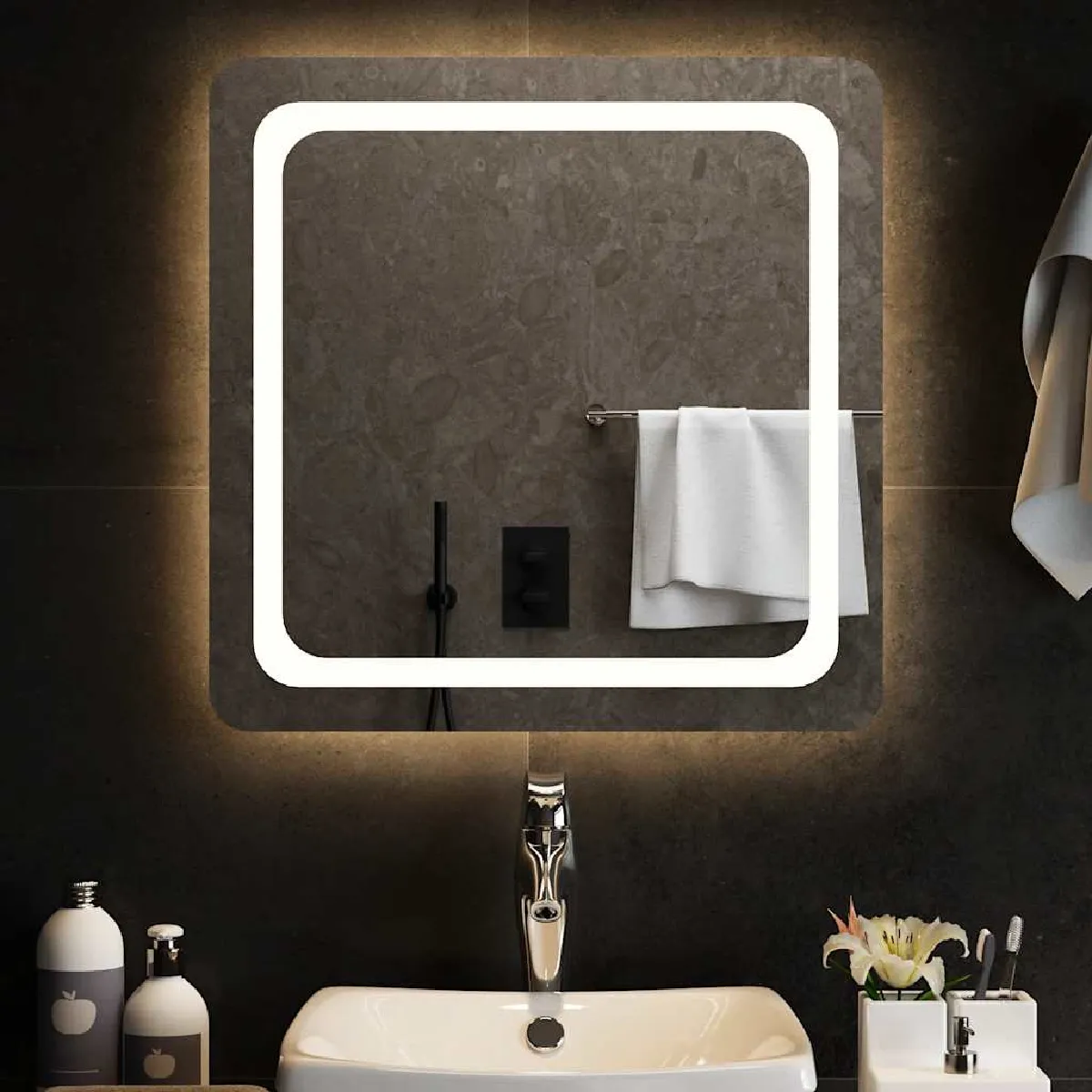 vidaXL Miroir LED salle de bain 60x60 cm - vue 2