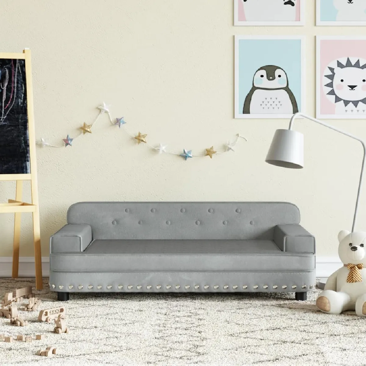 vidaXL Canapé enfant Gris clair 90x53x30 cm