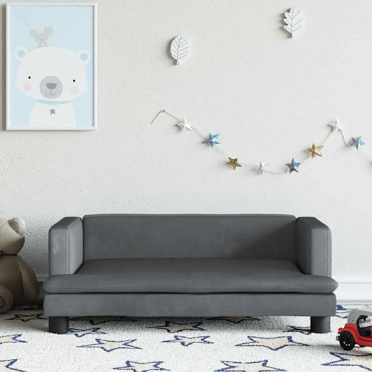 vidaXL Canapé Enfant Gris Foncé