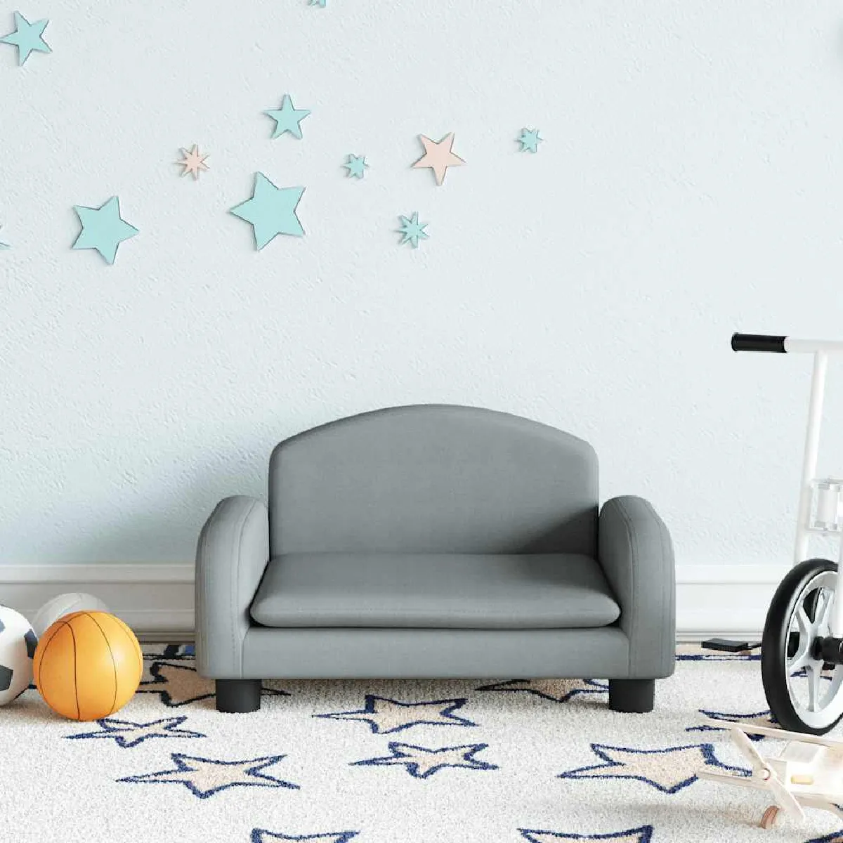 vidaXL Canapé enfant Gris clair 50x40x30 cm