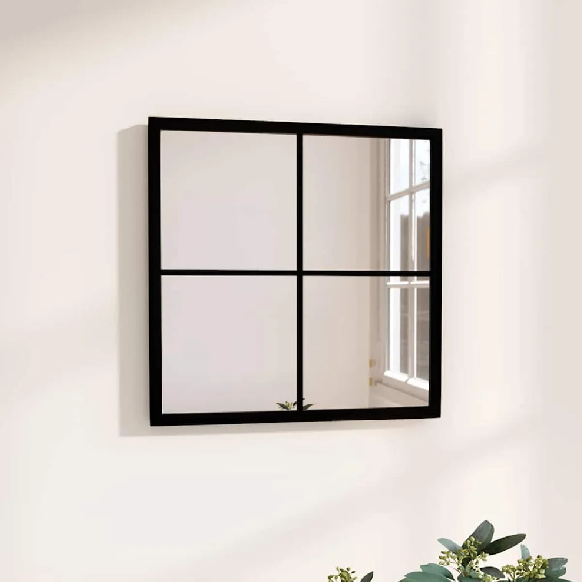 Miroir Vidaxl Mural Métal Noir 40x40 cm Design Carré Élégant - Image 2