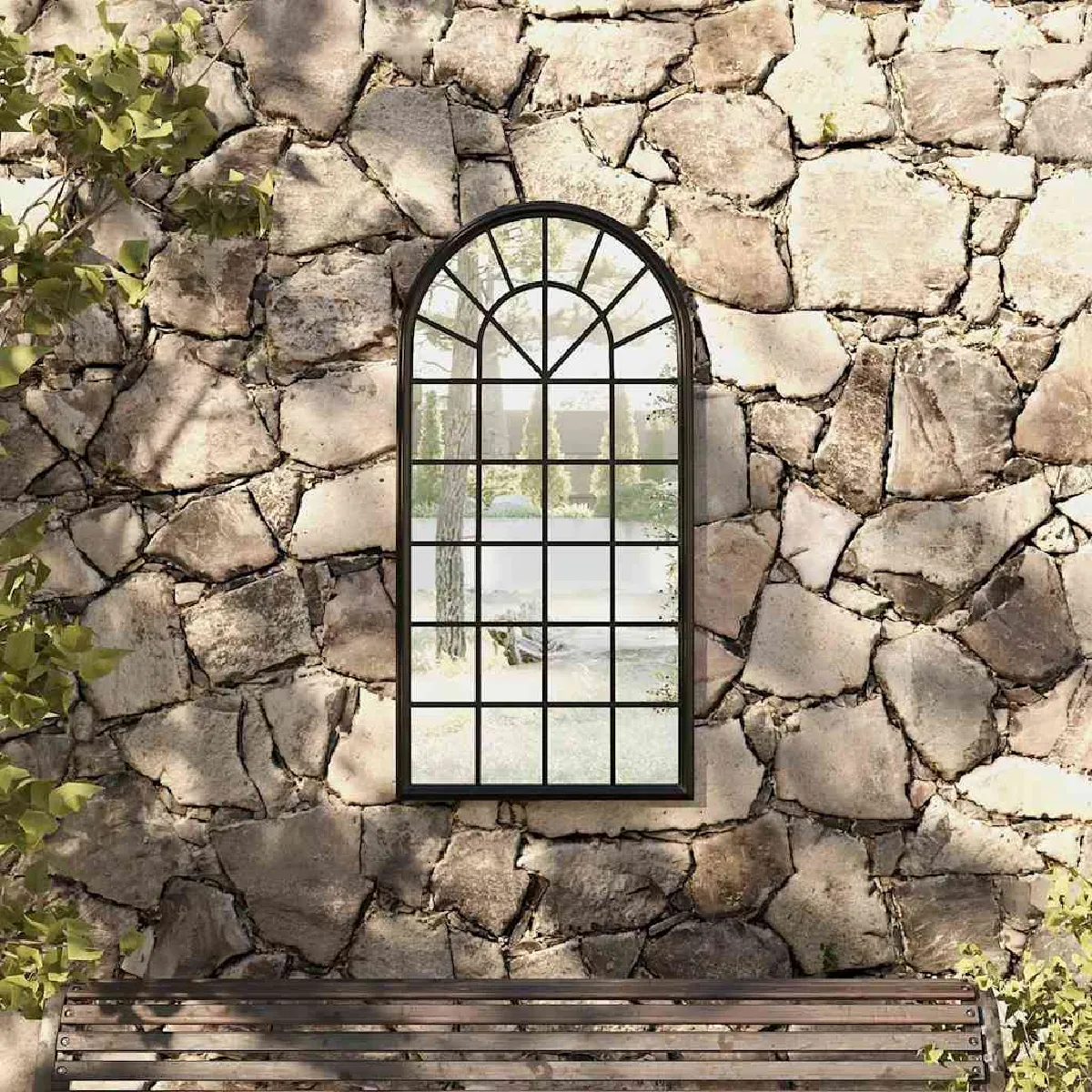 VIDAXL - Miroir de jardin - 90 x 45 cm - Noir - Image 2