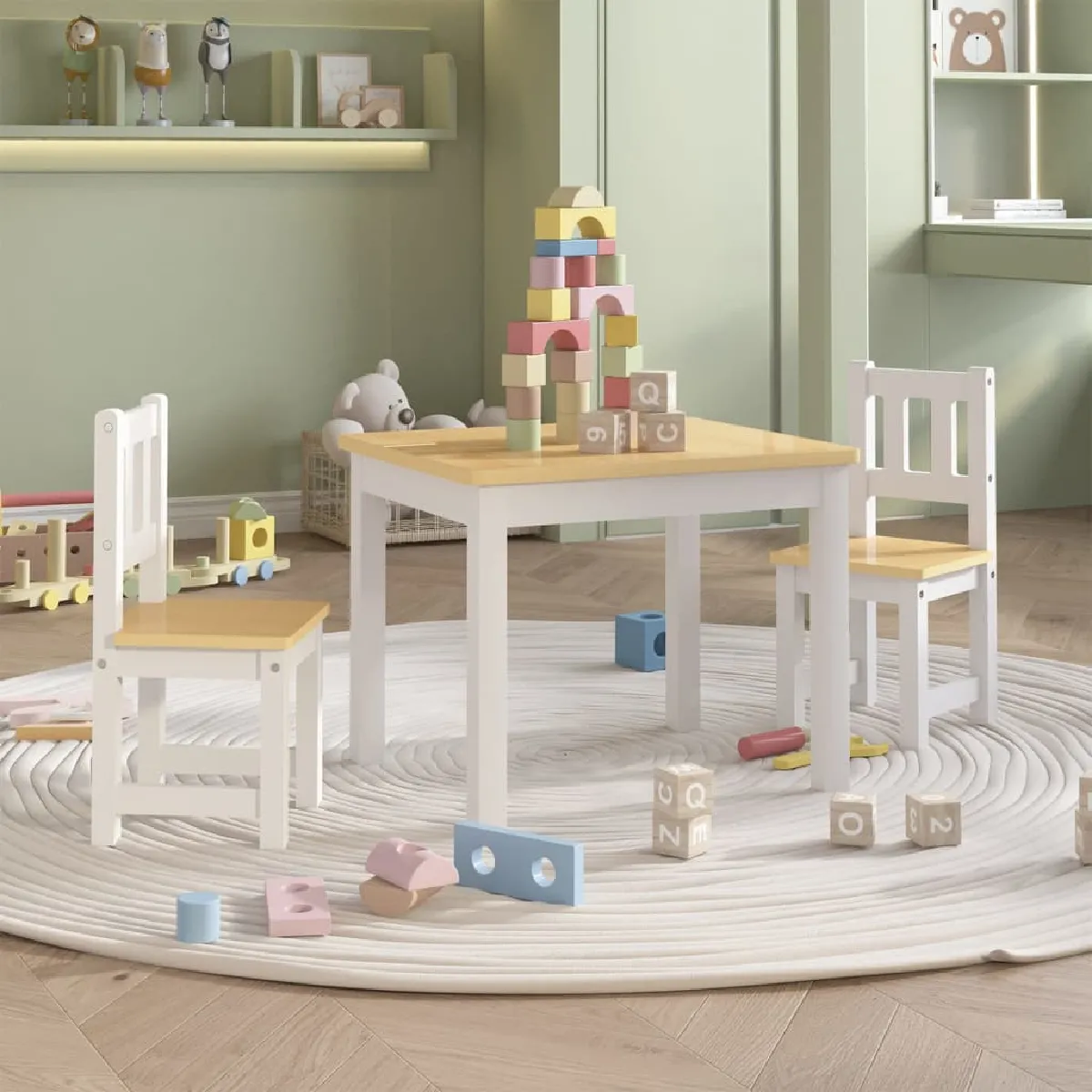 Vidaxl Ensemble table/chaises enfants 3 pcs - Blanc/Beige Vidaxl Ensemble table/chaises enfants 3 pcs - Blanc/Beige