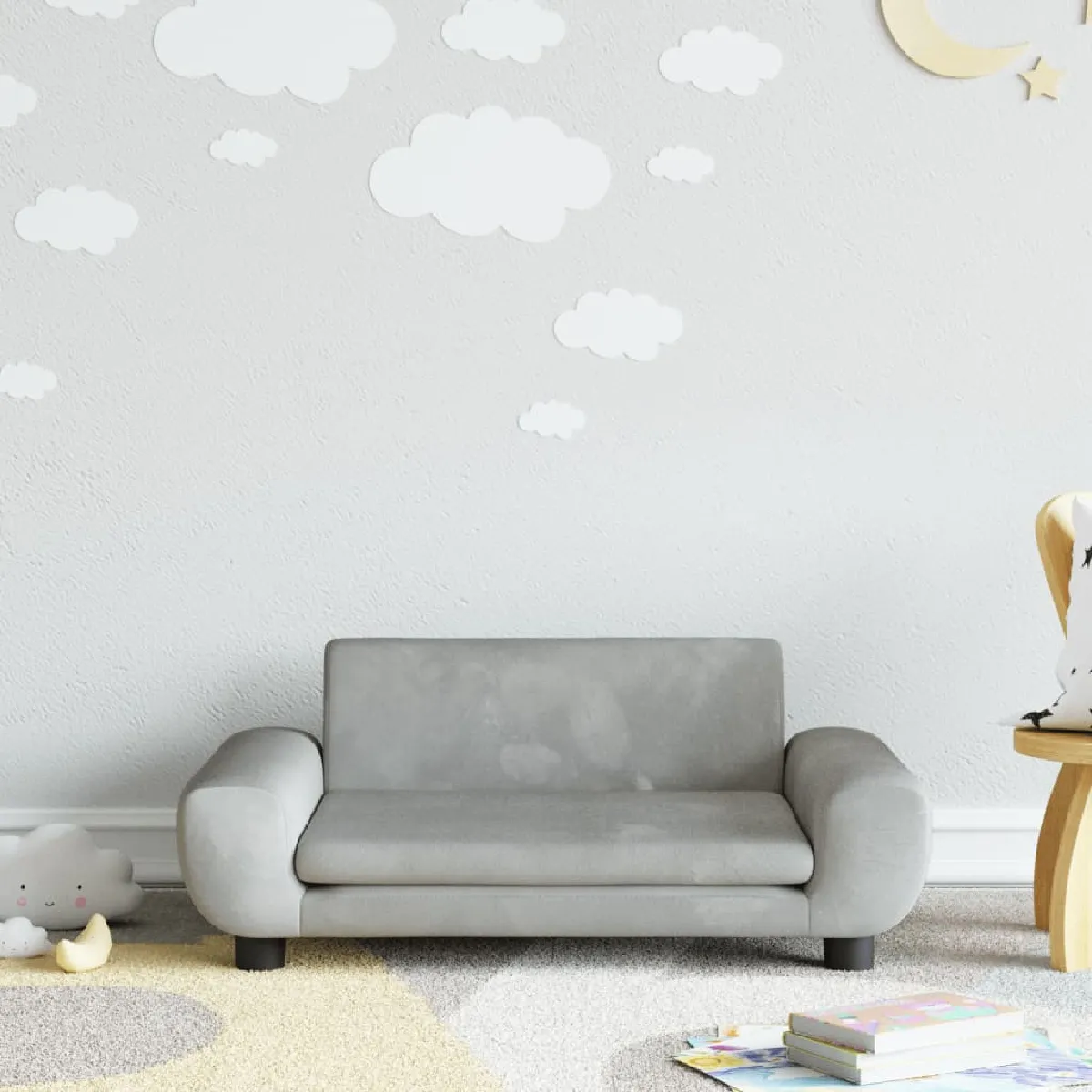 vidaXL Canapé enfants gris clair 70x45x33 cm vidaXL Canapé enfants gris clair 70x45x33 cm
