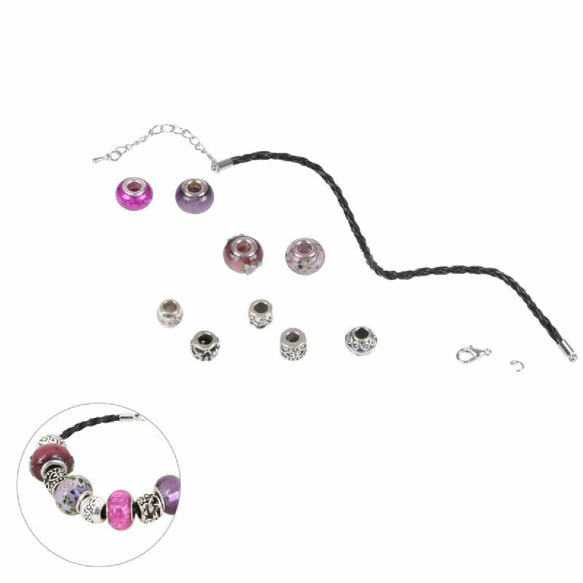 Kit Bracelet Mode Charms Mauve - 9 cm Kit Bracelet Mode Charms Mauve - 9 cm