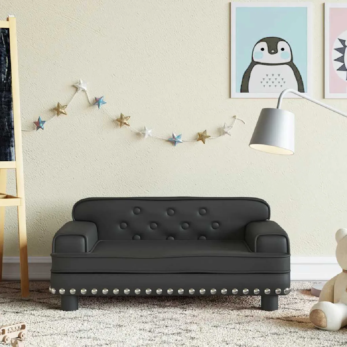 vidaXL Canapé enfants noir similicuir