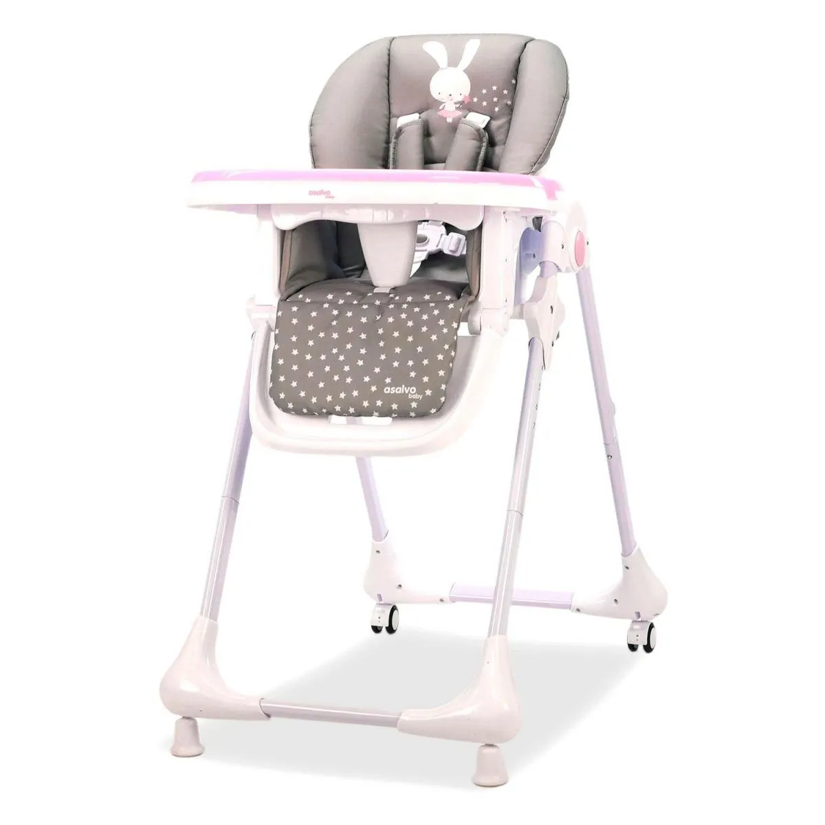 Asalvo - 19639 - Chaise haute avec roues Baby Rabbit - Rose
