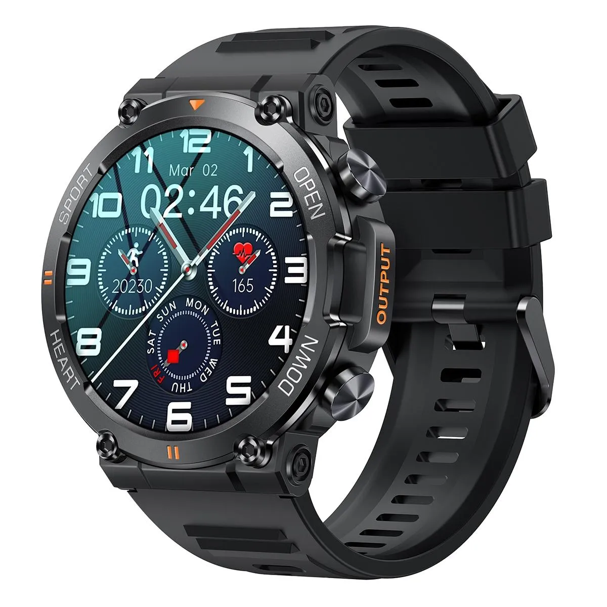 Yonis Noir Montre Connectée 1.39' Suivi Santé Multisport