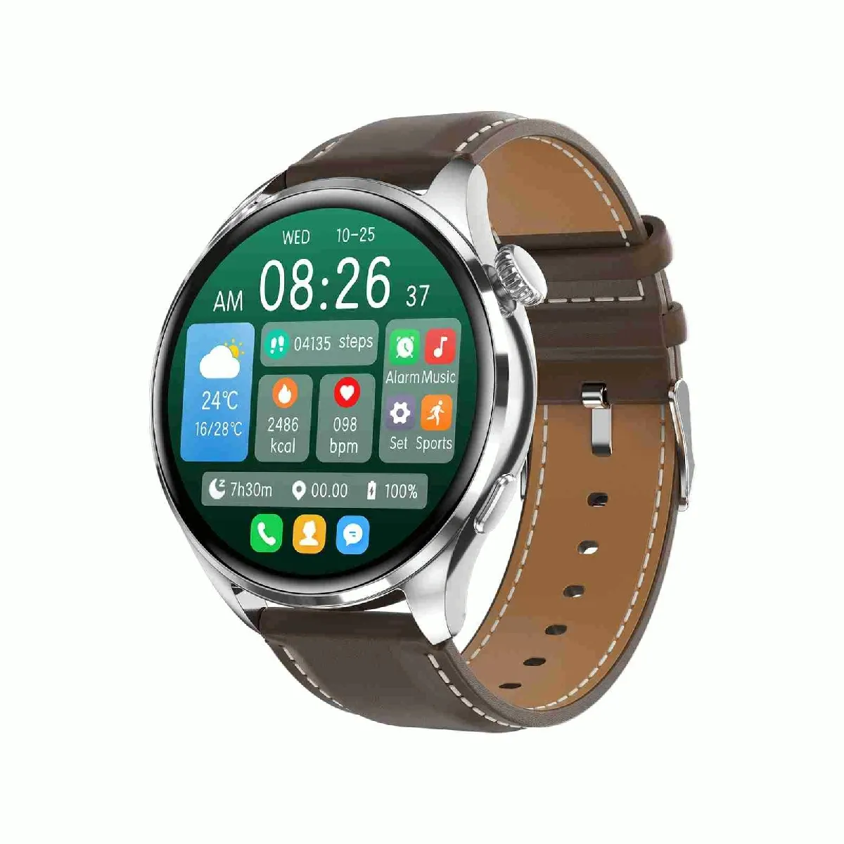 Yonis Argent Montre Connectée Ip67 Multifonction Appel Bluetooth Et Santé