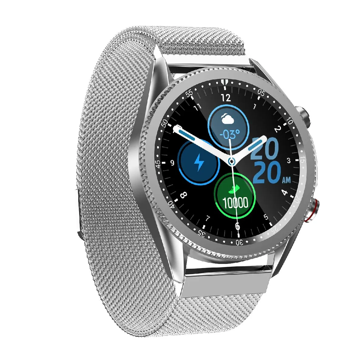YONIS - Montre Connectée - 1.28 Pouces - Appels Bluetooth - Étanchéité IP67 - Argent - Image 2