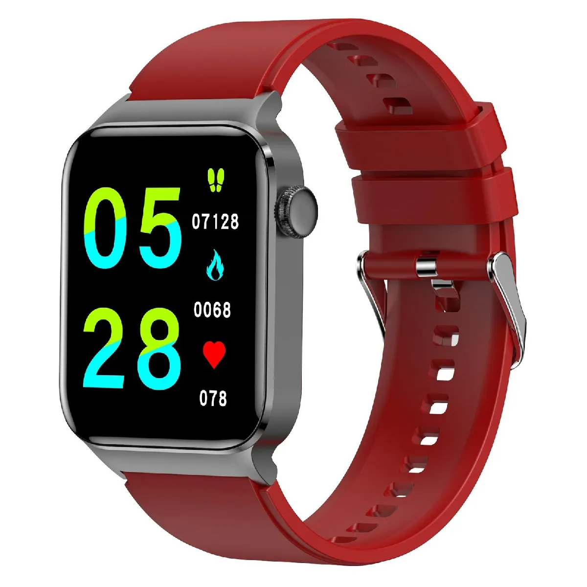 Yonis Rouge Montre Connectée Avec Suivi Cardiaque