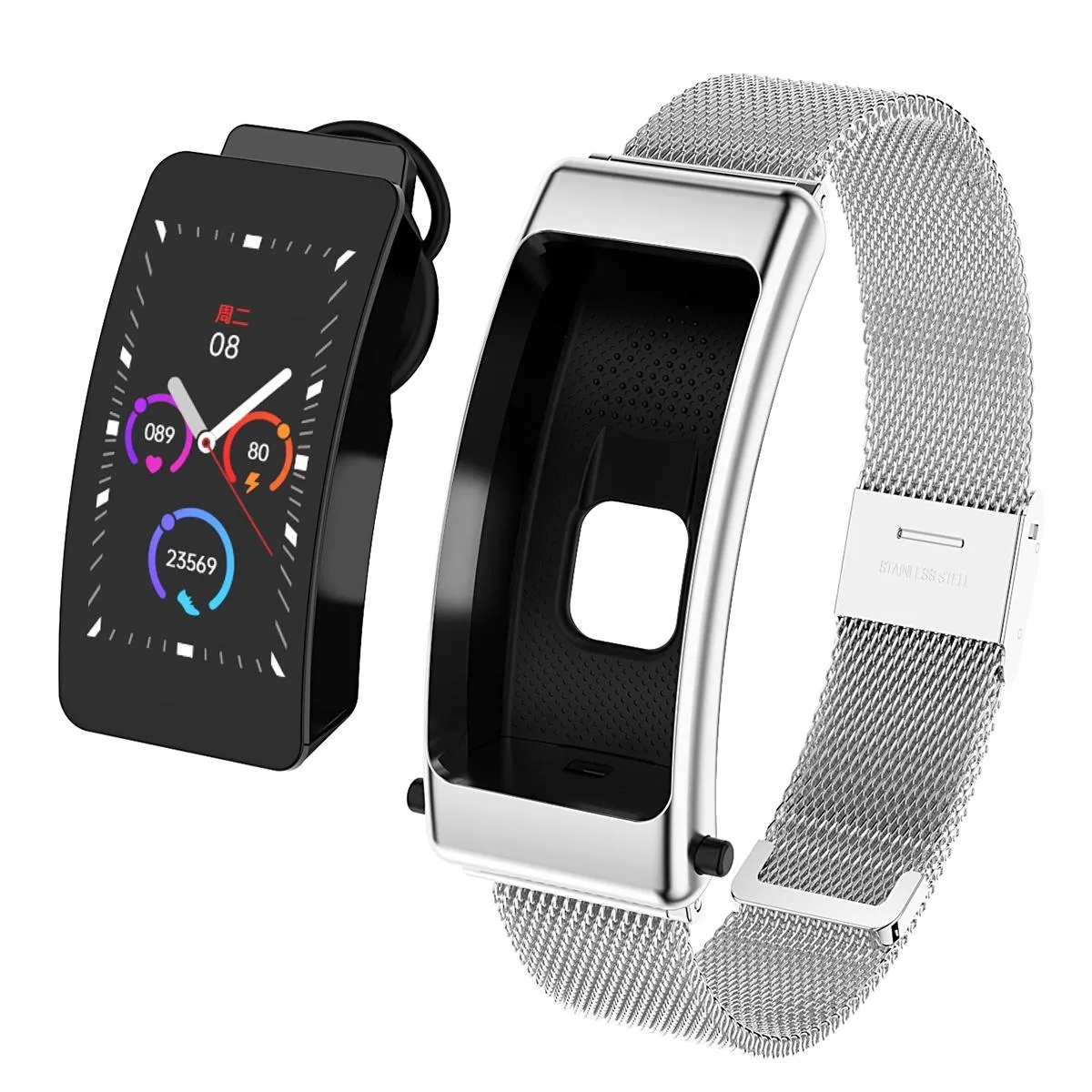 Yonis Argent Montre Connectée Avec Appels Bluetooth