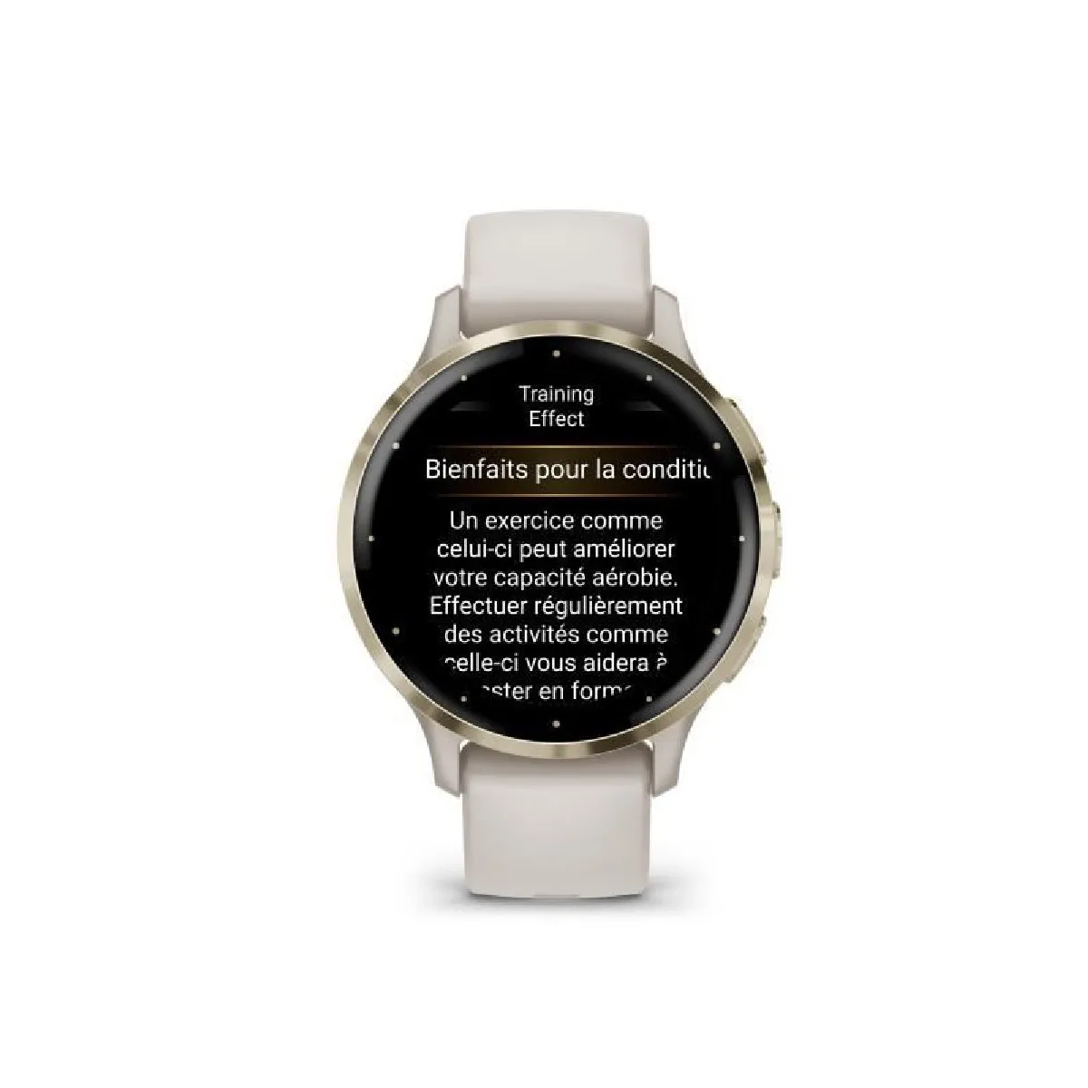 Montre GPS connectée Venu 3S GARMIN, 30,4mm (1,2), Acier Soft Gold, boîtier ivoire et bracelet en silicone ivoire