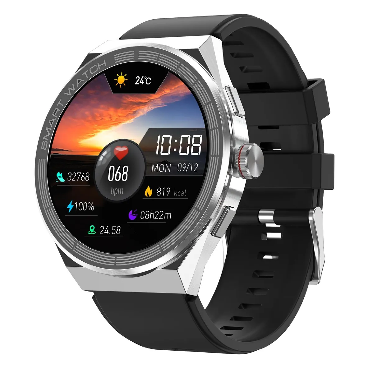 Yonis Argent Montre Connectée Avec Cardiofréquencemètre - 36,83 Mm