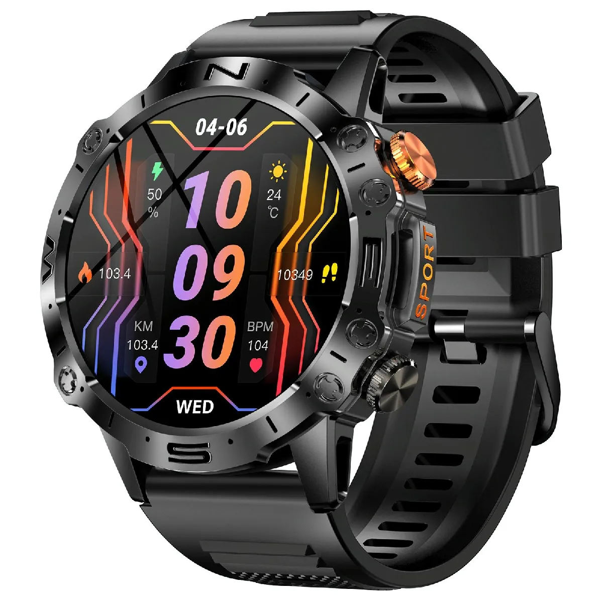 Yonis Noir Montre Smartwatch Ip67 Bt5.0 1.43' Voix Sommeil