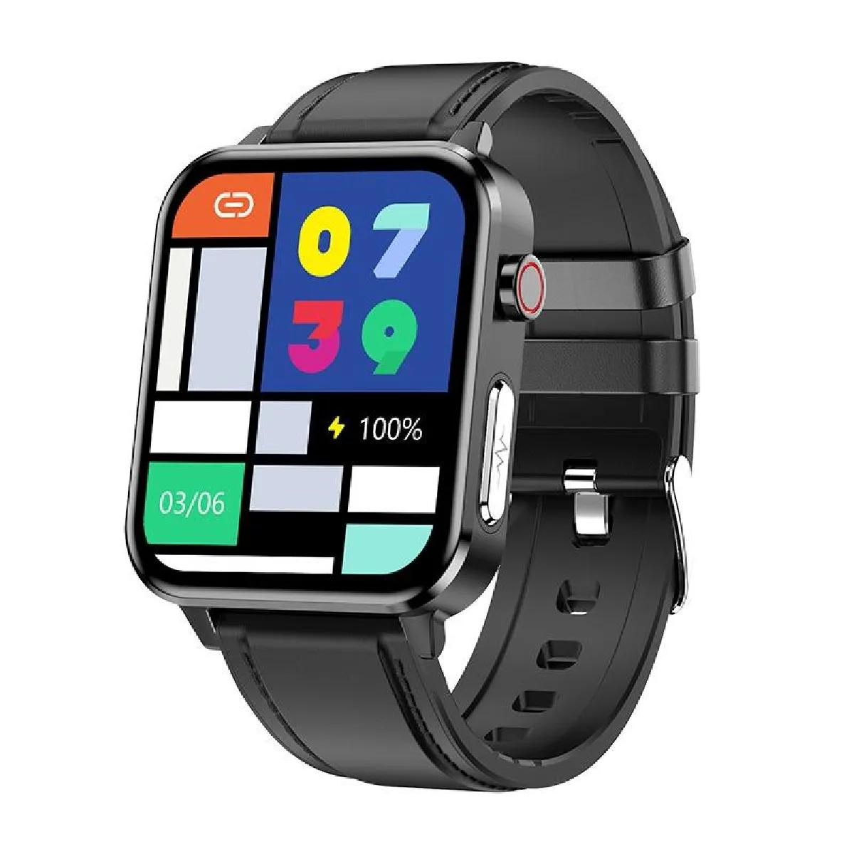 YONIS - Montre Connectée - Écran 1.7 pouces - Bluetooth - Cuir - Noir - Image 2