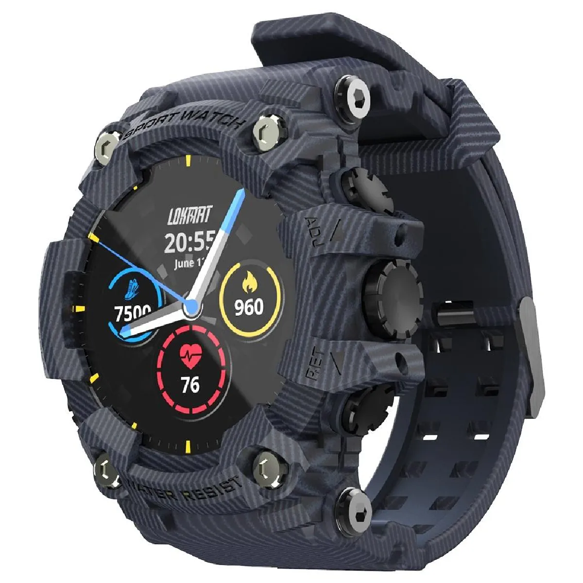 Yonis Noir Montre Connectée Cardio - 1,28 Pouces