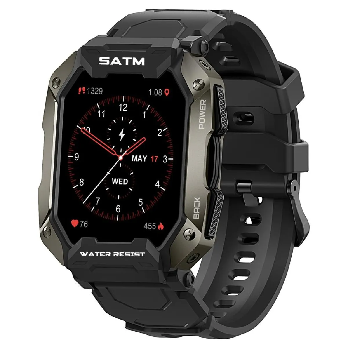Yonis Vert/Noir Montre Connectée Étanche Bluetooth Sport Santé