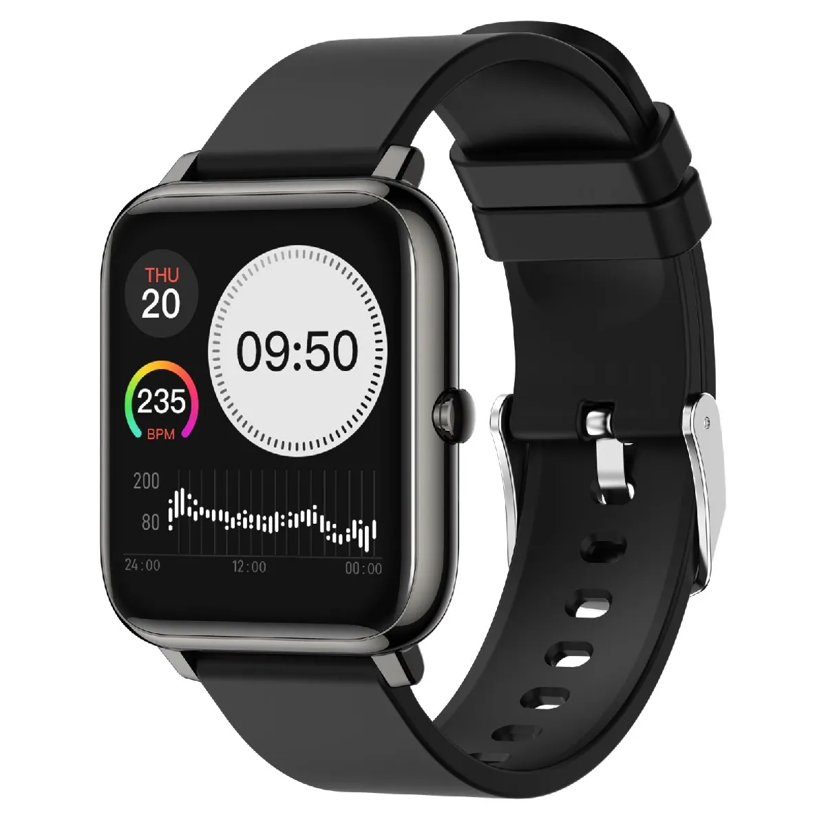 Yonis Noir Montre Connectée Avec Suivi De Tension - 1,4 Pouces