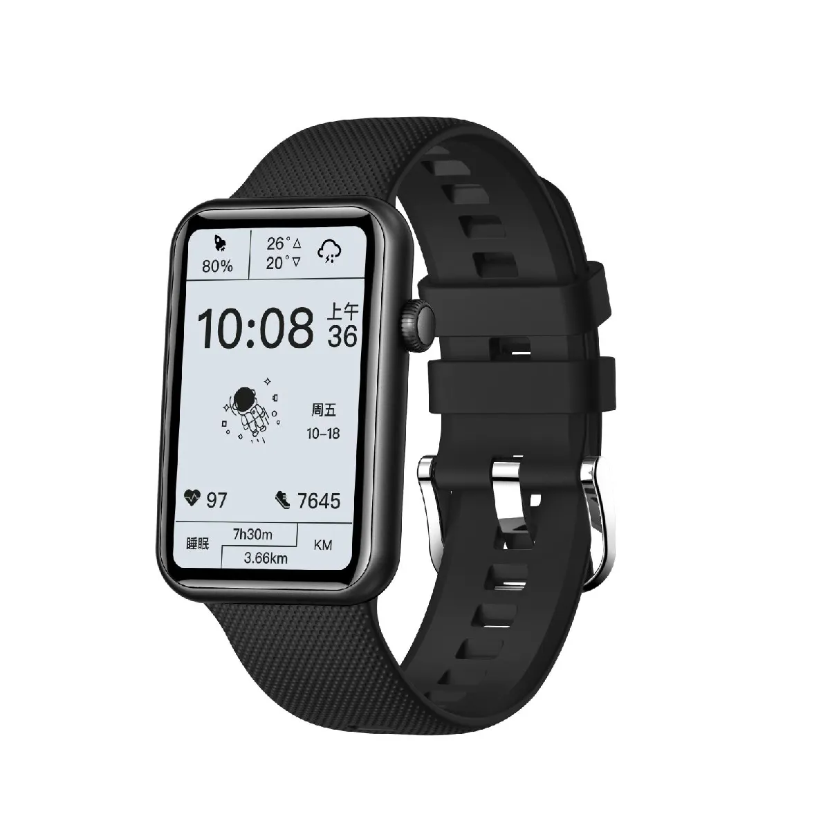 Yonis Noir Montre Connectée Ip68 Étanche Bluetooth 5.0