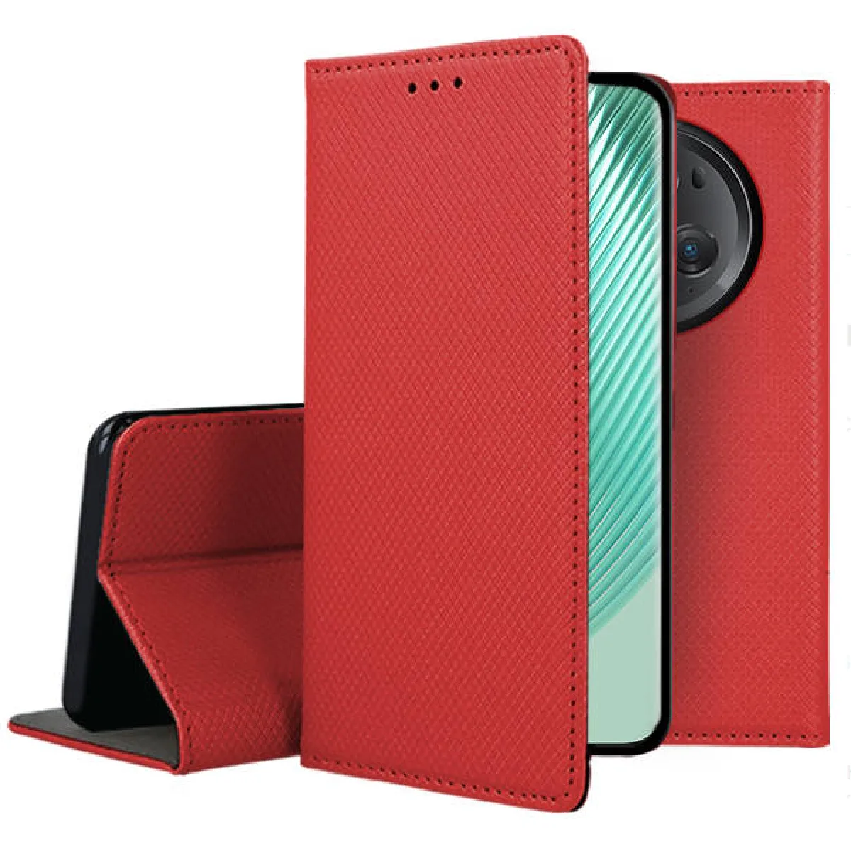 Htdmobiles - Étui Portefeuille pour Huawei Honor Magic4 Pro - Cuir - Rouge - Image 2