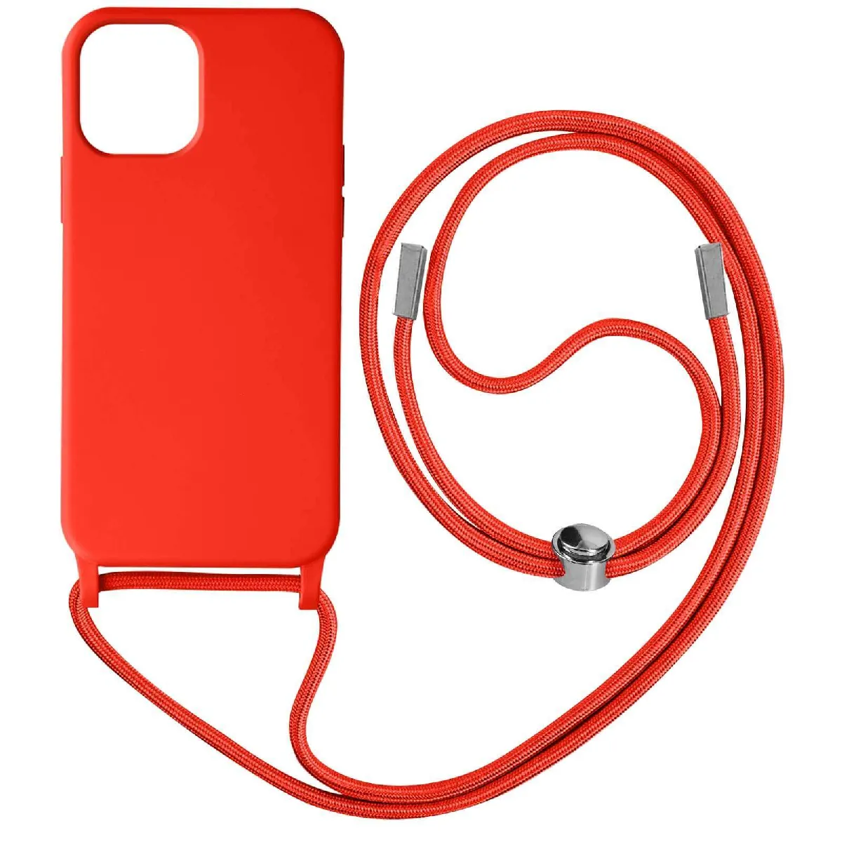 Avizar Rouge Coque Cordon Pour Iphone 12 Et 12 Pro Semi-Rigide Lanière Tour Du Cou 80Cm