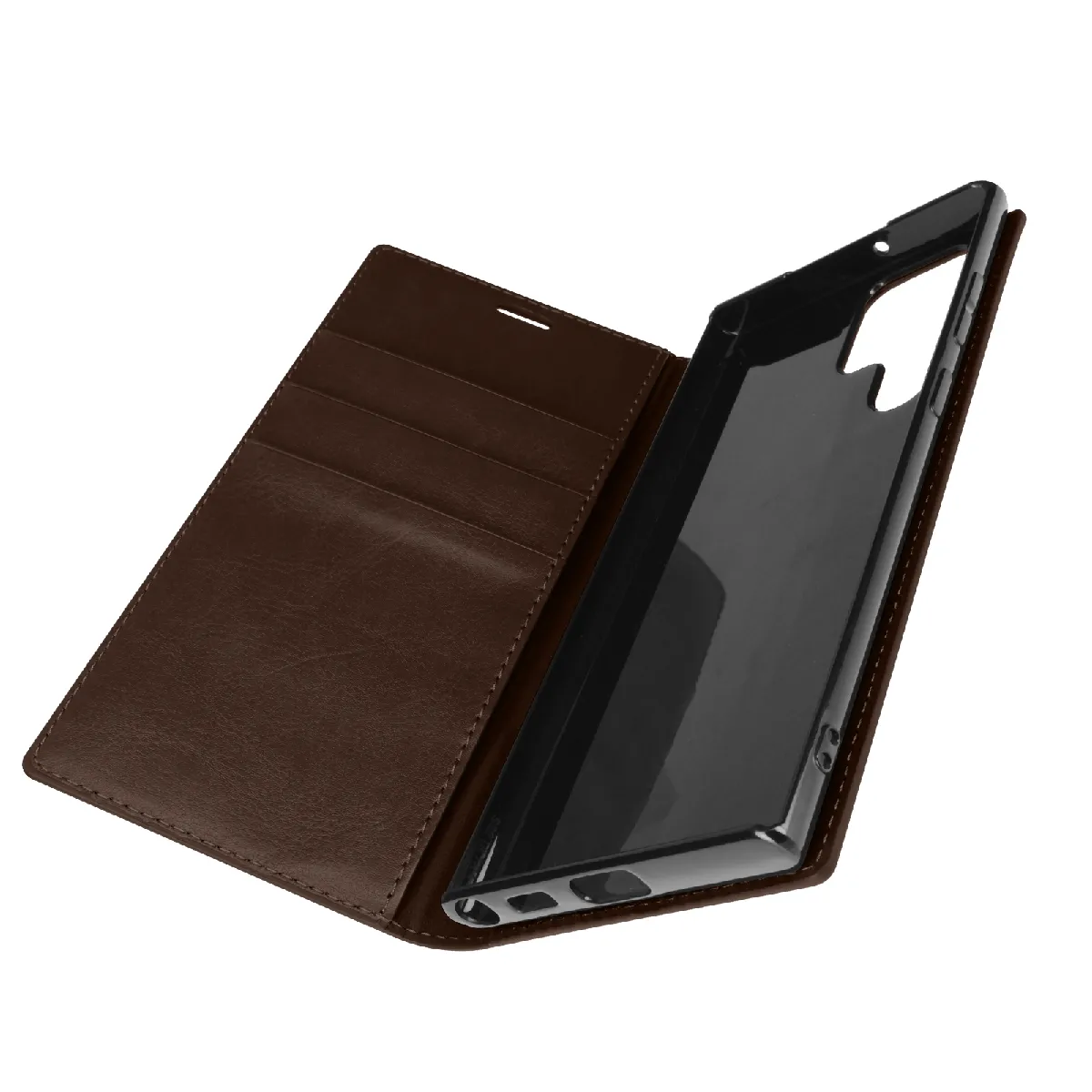 Avizar Marron Étui Pour Samsung Galaxy S22 Ultra Folio Cuir Véritable Porte Cartes Support Vidéo