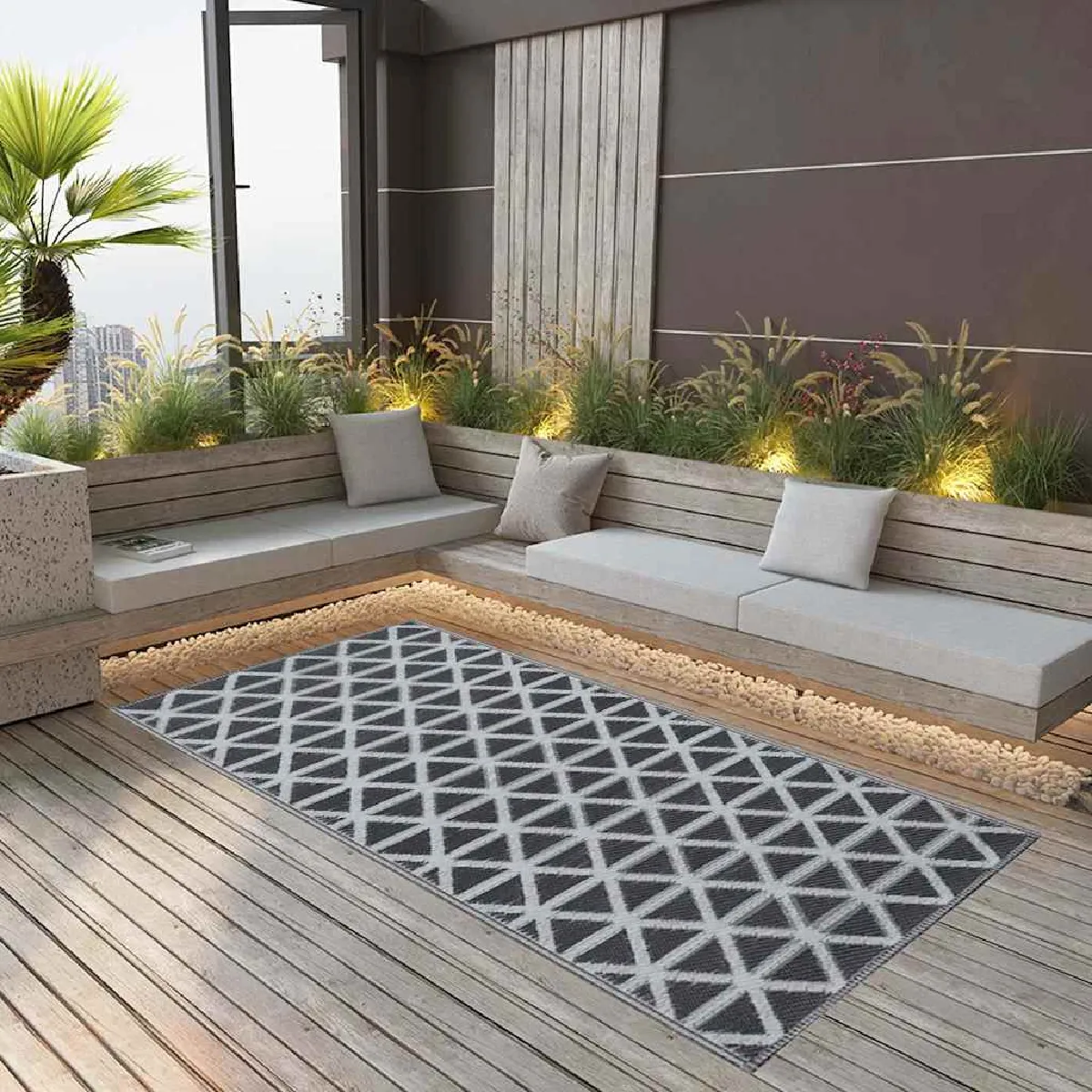Vidaxl Tapis dextérieur Noir 160x230 cm PP - vue 2