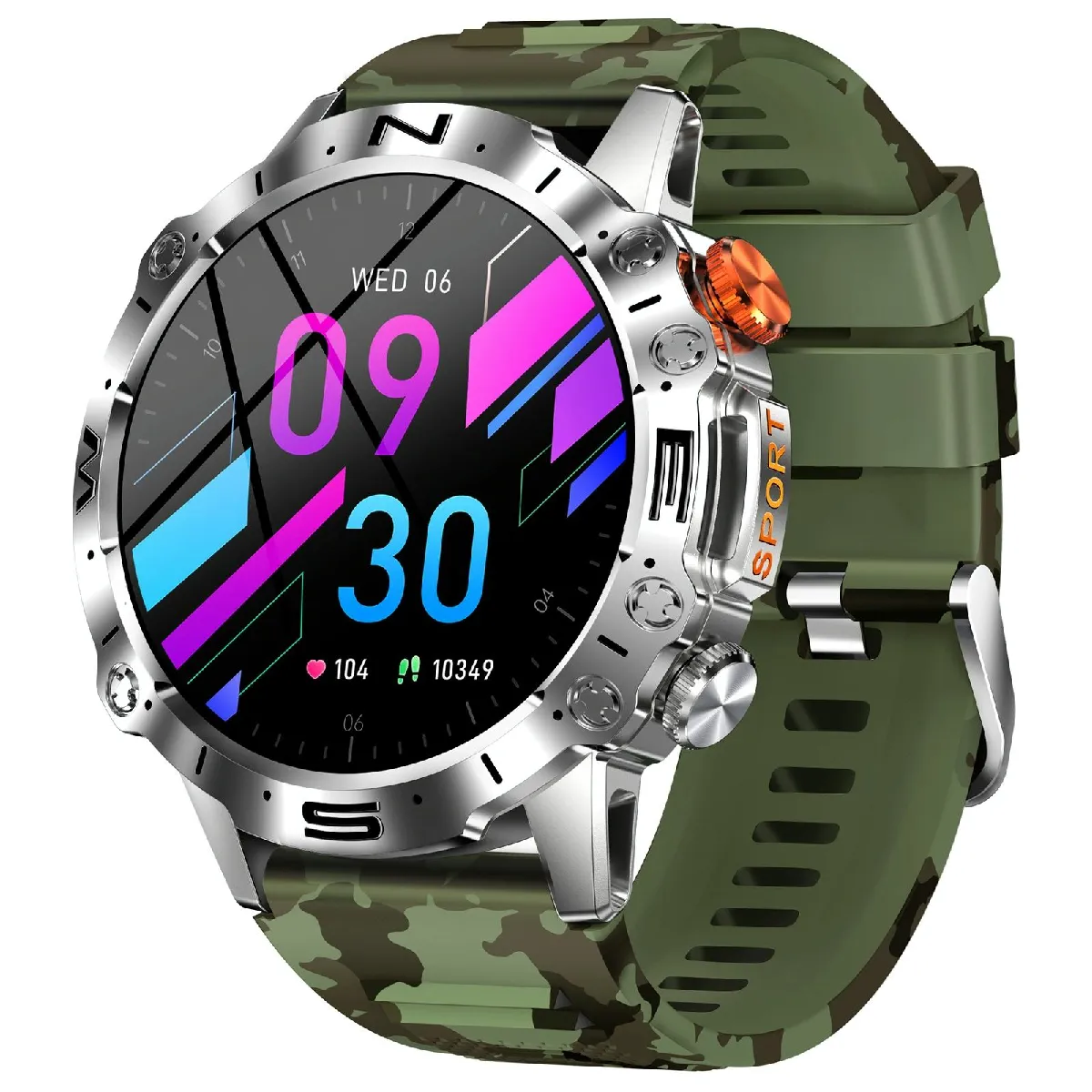 Yonis Vert Montre Smartwatch Ip67 Bt5.0 1.43' Voix Sommeil