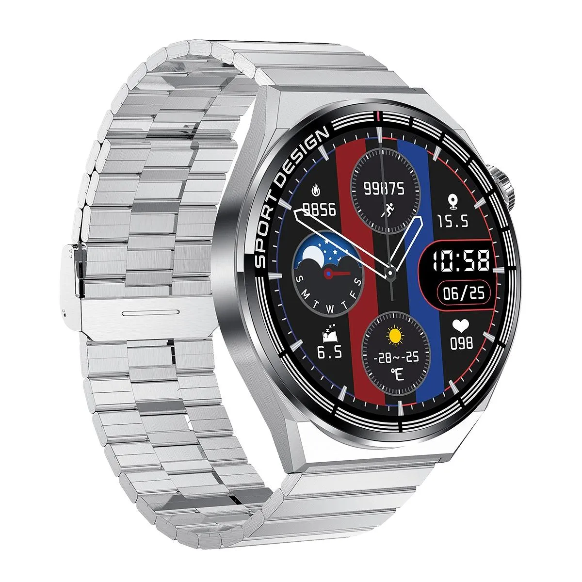 Yonis Argent Montre Connectée Nfc - 1,6 Pouces