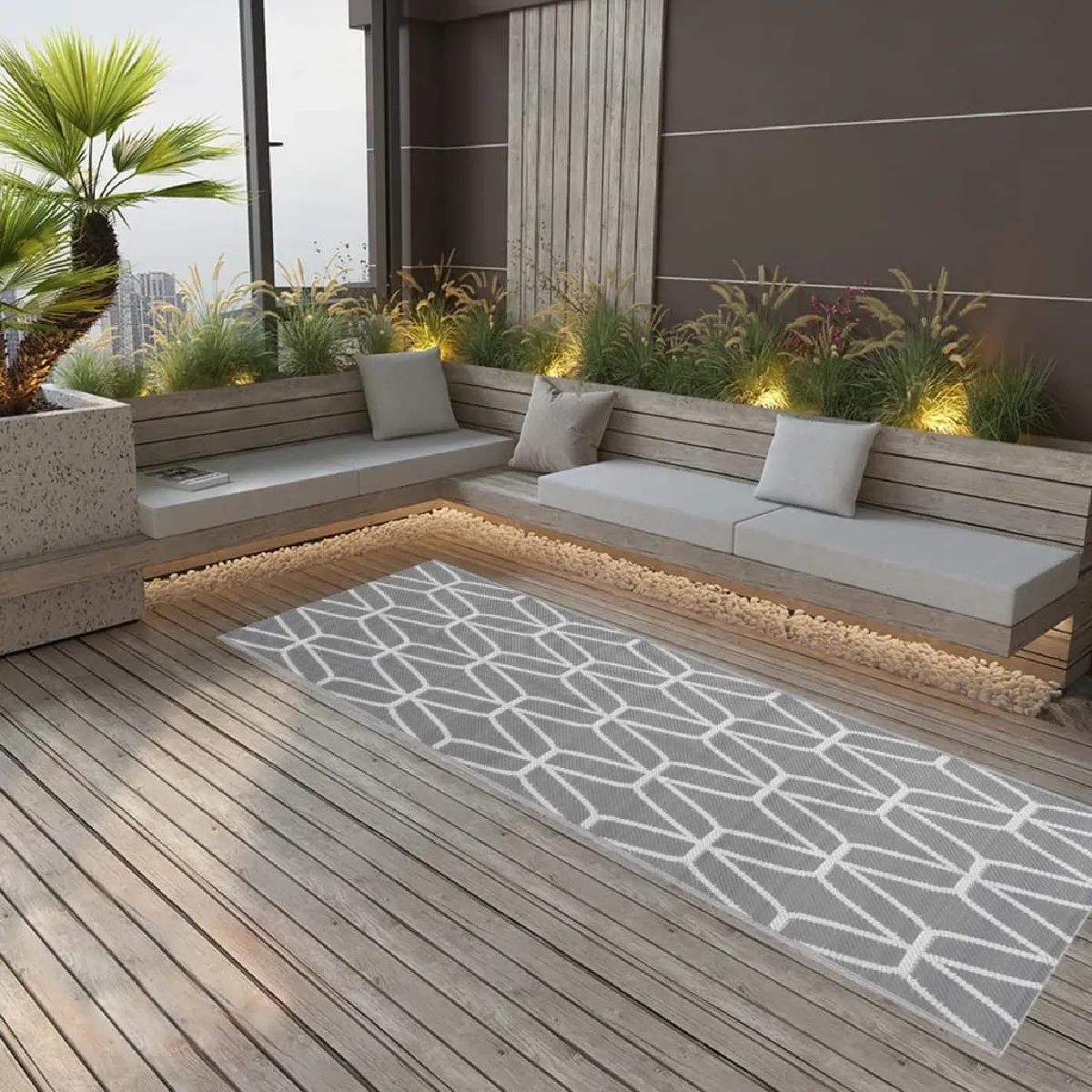 VidaXL Tapis d'extérieur 80x250 cm - Gris