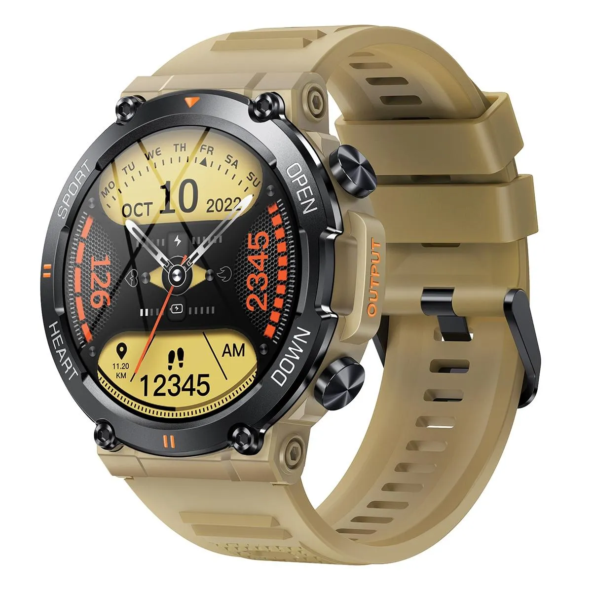 Yonis Marron Montre Connectée 1.39' Suivi Santé Multisport